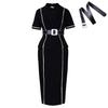 Women's New Fashion Short-sleeved Suit Collar High Waist Ruffle Edge O Dress