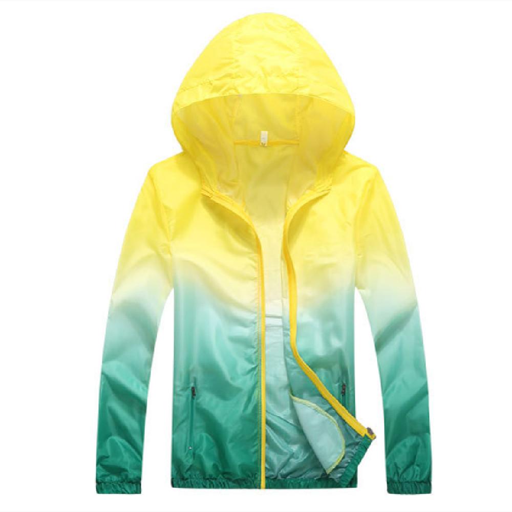 

Lightweight Outdoor Sports Jacket Hooded Polyester Waterproof Running Jacket Summer UV-Resistant Hiking Cycling Jacket M жовтий
