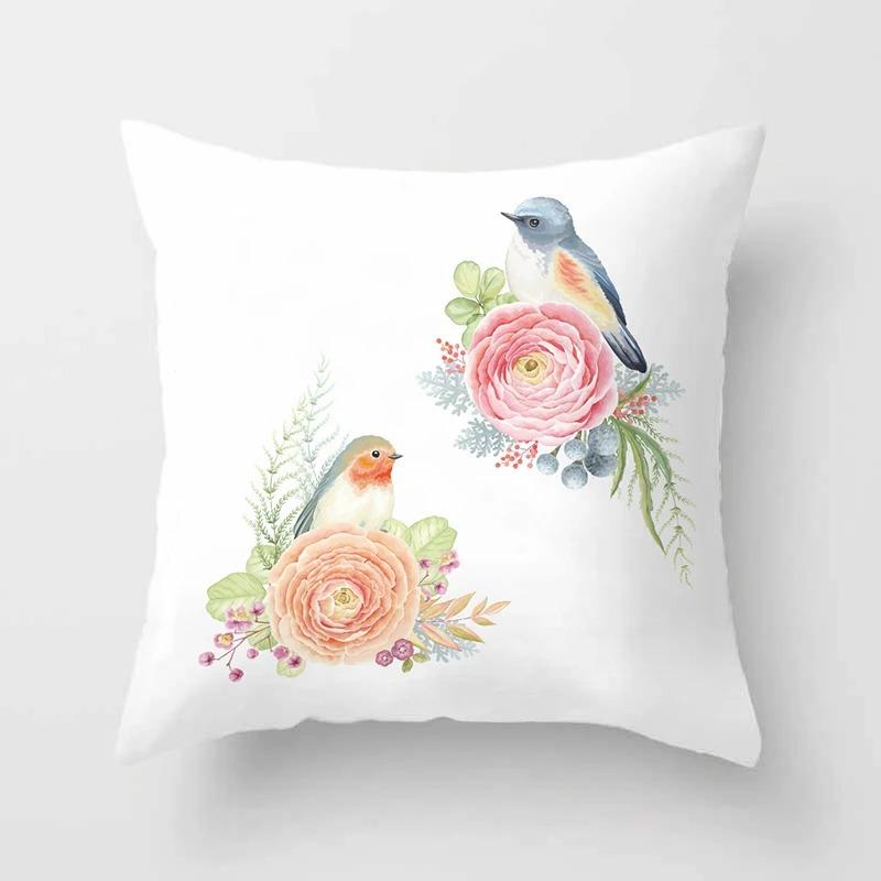Birds and Flowers Decorative Pillowcases Living Room Office Home Pillowcases Car Ornaments