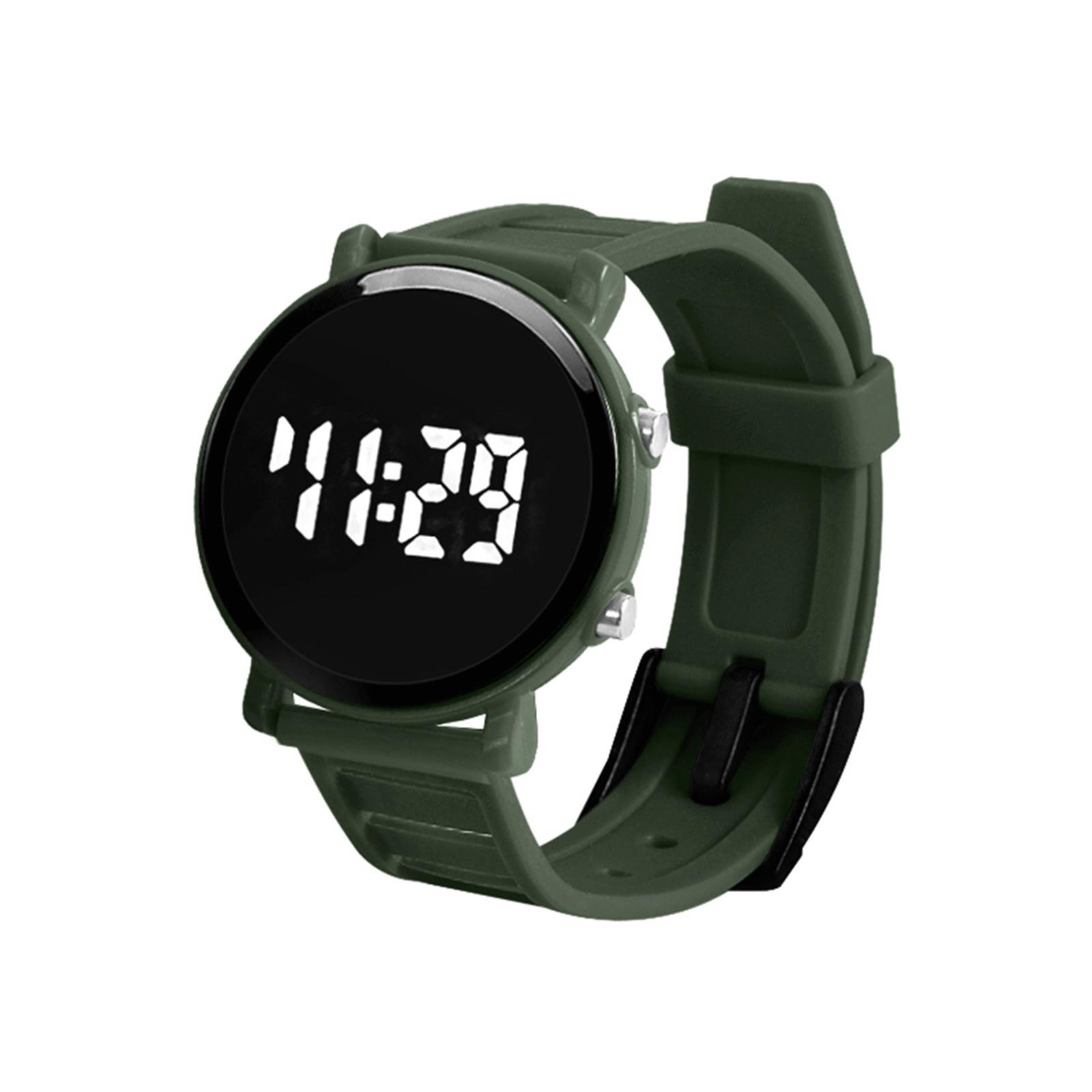 

Мужские цифровые часы, спортивные электронные часы с люминесцентным дисплеем, таймер для бега, будильник, водостойкие фитнес-часы для активного отдыха One Size зелёный