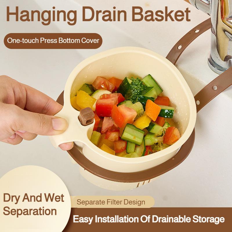 Kitchen Hangable Water Filter Basket Separate Storage Shelf Sink Drainage Basket
