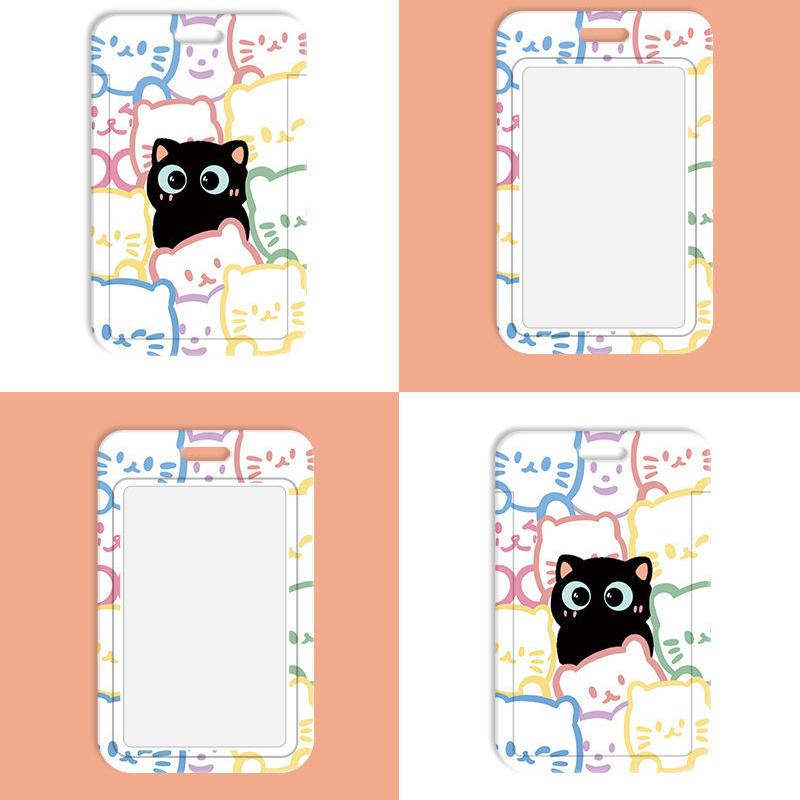 1 Pz Porta Carte Gatto Carino Per Studente Porta Fotocard Gatto Kawaii Idolo Kpop Portatile Porta Badge Laccetto