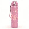 1PC Cherry Blossom Floral 750ml Color Plastic Sports Water Bottle Leakproof Flip Straw Lid For Sports Office Home Use