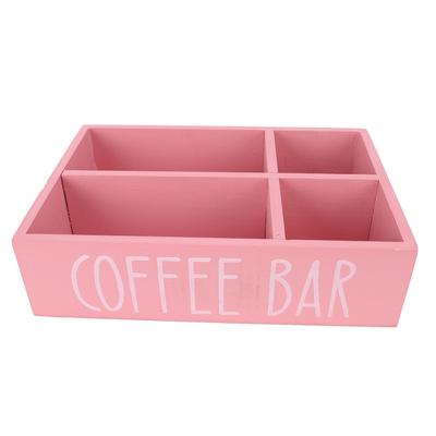 Kaffee-Stations-Organizer mit Trennwand Holz-Kaffeebar-Zubehör Aufbewahrungsbox Teebeutel Kaffee
