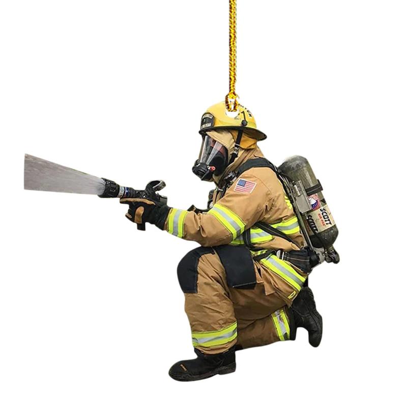 2D Christmas Firefighter Pendant Christmas Pendant Dwarf Car Pendant Statue Craft Party Accessories Decoration new year 2025