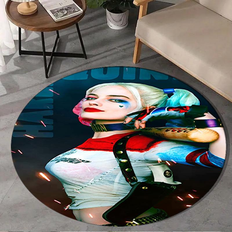 1PC Quinn Artwork Round Rug, Non-slip Chair Mat, Home Decor, Circle Carpet Perfect for Office, Bedroom, Living Room,Christmas gift