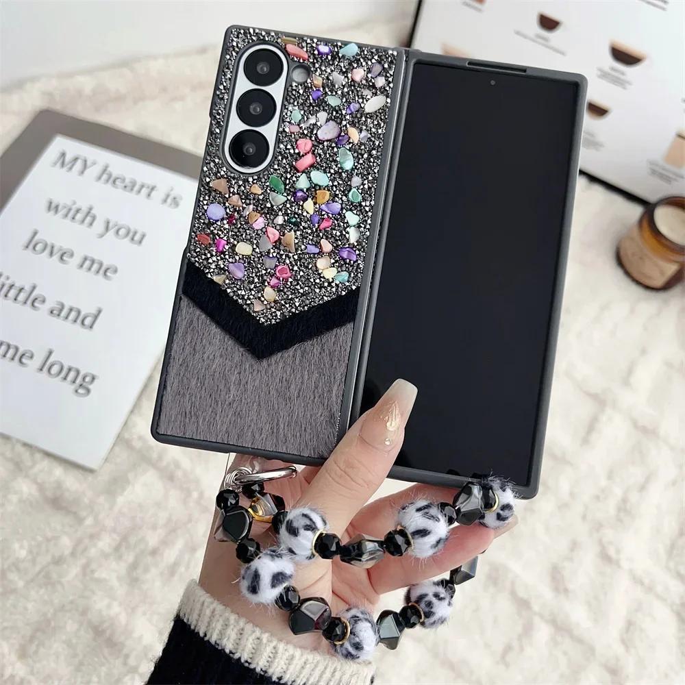 Wrist Strap Phone Case for Samsung Galaxy Z Fold 6 5 4 Fold6 Fold5 Fold4 Fold3 5G Plastic Hard Shell Protective Cover