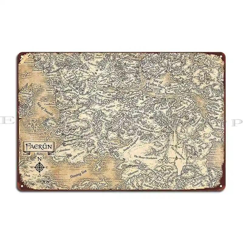 Annotated Map Of Faerun Metal Plaque Wall Decor Wall Cave Wall Decor Cave Designs Tin Sign Poster 20x30cm(7.8x11.8inch)
