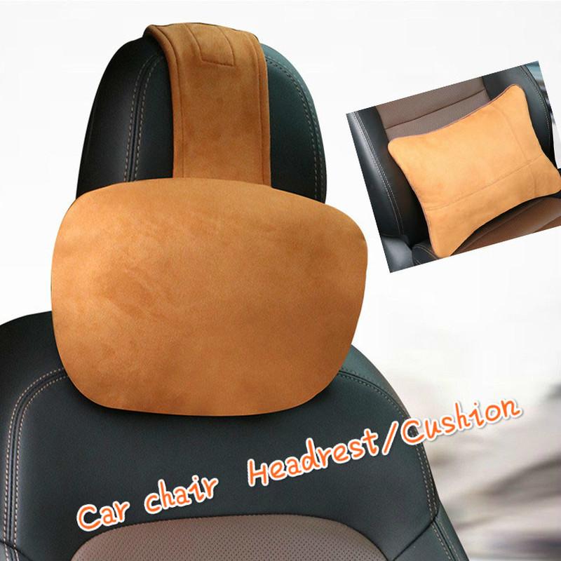 Car Suede Memory Foam Chair Seat Back Support Pillow Cushion and Vehicle Mounted Headrest