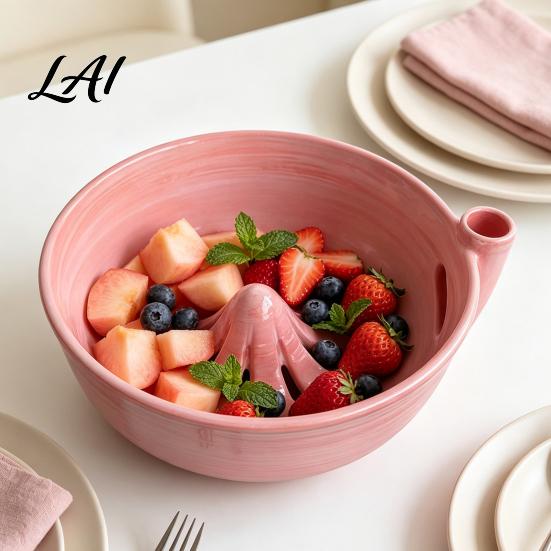 Ceramic Fruit Cleaning Container Berry Self Rinsing Bowl with Integrated Drain Vortex Automatic Modern Tray Colander Efficient for And Vegetable