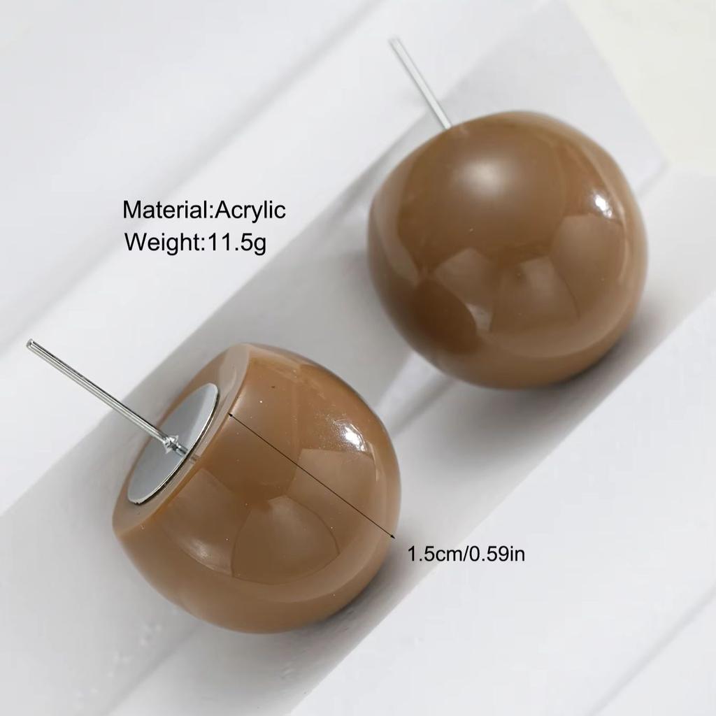Ins Exaggerated Big Round Stud Earrings For Women French Retro Colorful Maillard Resin Earrings Fashion Party Jewelry Gifts New1