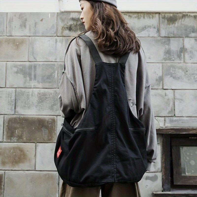 Multi-Functional Vest Bag Workwear Retro Large Capacity Sleeveless Nylon Convertible Backpack Vest Two-In-One Tote Crossbody Bag