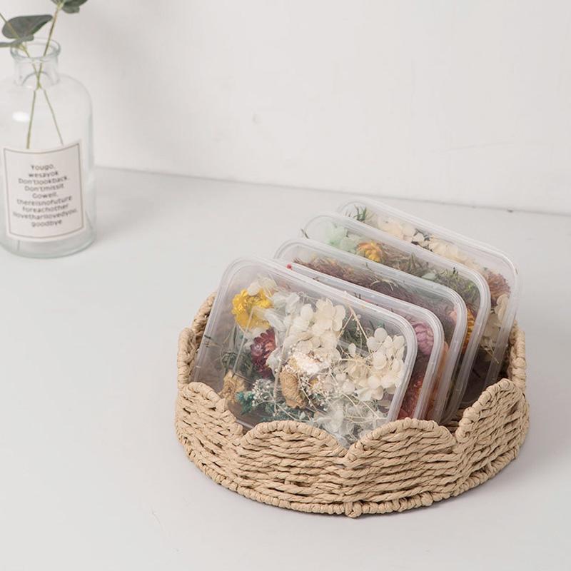 1Pc Paper Fruits Storage Basket Household Weave Vegetables High-capacity Snack Tray Paper Rope