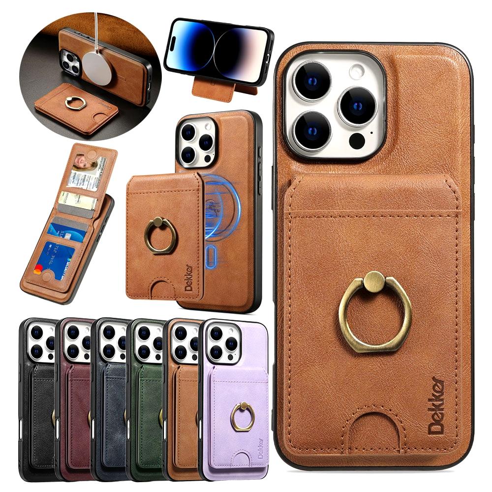 2 in 1 leather Case for IPhone 17 16 Promax 15 Plus 14 13 12 Pro Max Bracket Card Holder Wireless Charging Iphone16 Phone Cover