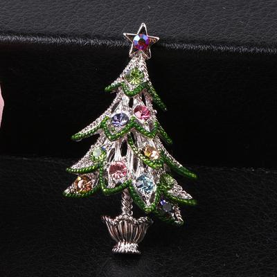 Christmas Tree Brooch Fashion Rhinestone Retro Suit Pin Christmas Ornaments