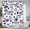 Modern Blue White Shower Curtain With Eye Pattern Decorative Fabric For Bathroom Taurusduan Home Decor Collection (Size69X72In)