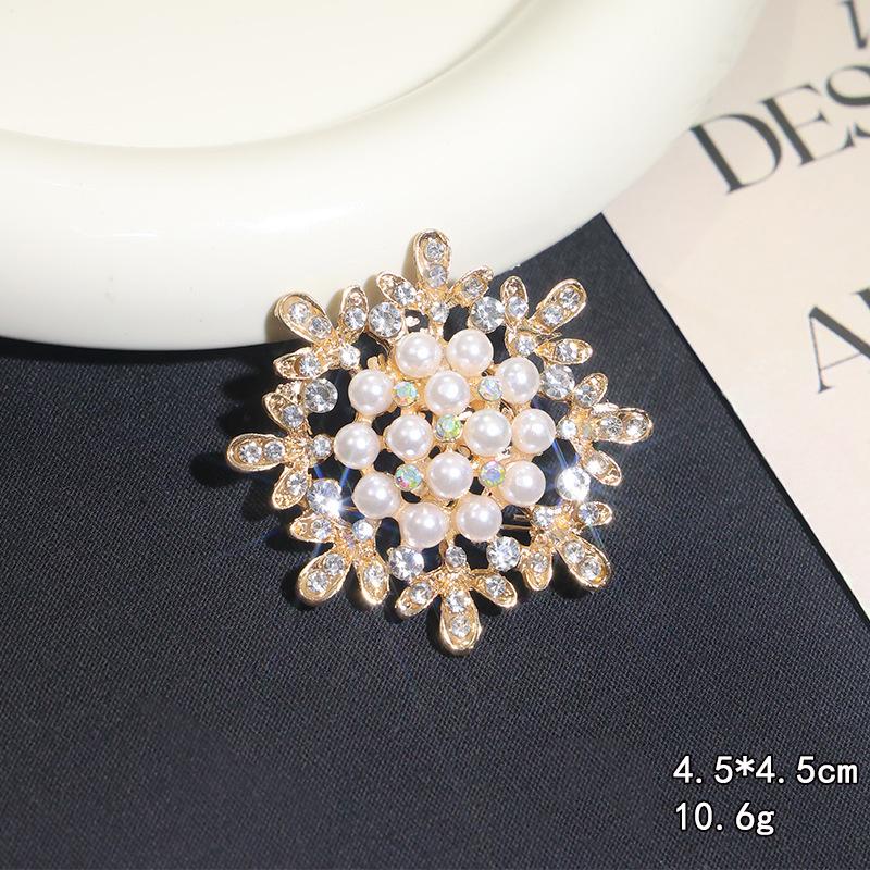 Pearl Large Brooch Diamond Pin Women's Anti-Light Corsage High-Level Coat Trenchcoat Suit Accessories Cross-Border