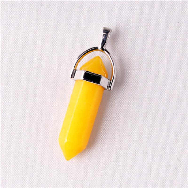 Bohemian Style Agate Crystal Quartz Hexagonal Bullet Pendant Necklace