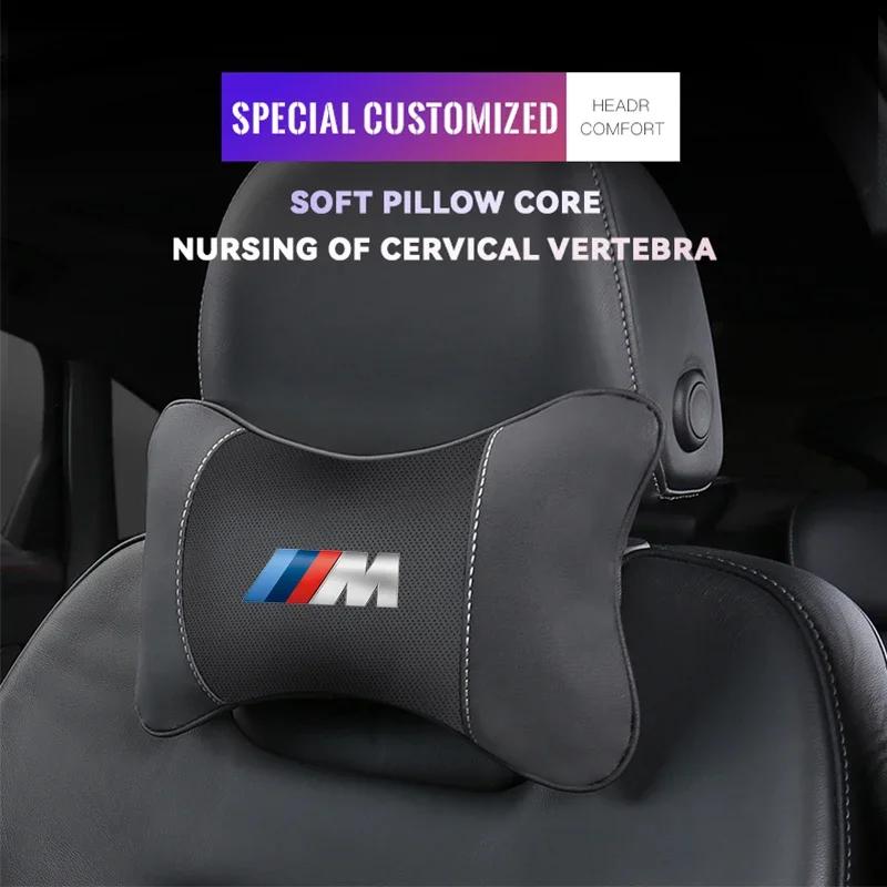 1Pcs Car Seat Headrest Auto Logo Neck Pillow For BMW M X1 X2 X3 X4 X5 X6 X7 F39 G42 G26 F01 F02 F30 F10 E70 E30 E87 E61 G30 G20 ADMVN1