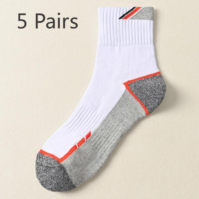 5 Pairs of Men's Autumn and Winter Match Color Thick Towel Bottom Sports Sweat Absorption Deodorizing Stockings