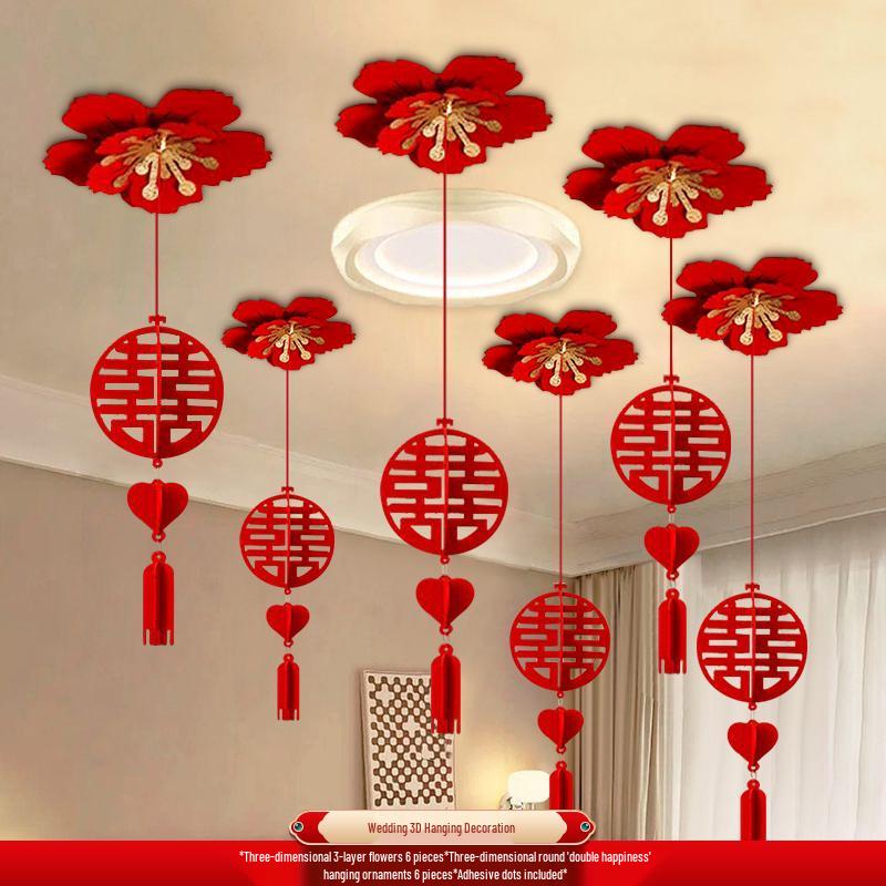 Double Happiness Flower Ornaments for Wedding Room or Ceiling Décor
