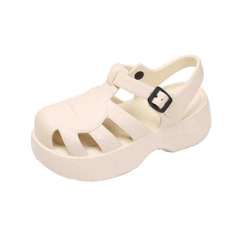 Fashion Baotou Roman Sandals Women's 2024 New Summer Platform Casual Women's Shoes Versatile Retro Hollow EVA Cool Slippers