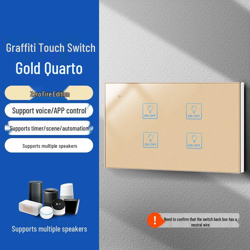 Graffiti Smart WiFi Wall Switch with Alexa & Google Voice Control, US/EU Specs, Touch Panel