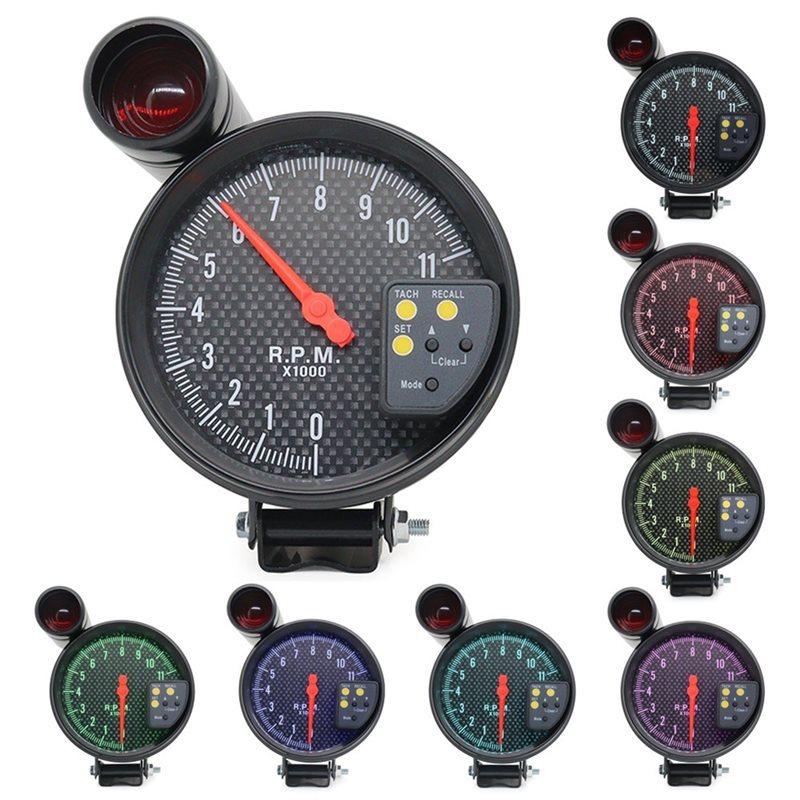 RPM Gauge 5 Inches 12V 7 Color Backlight Display Tachometer Car trument Accessories