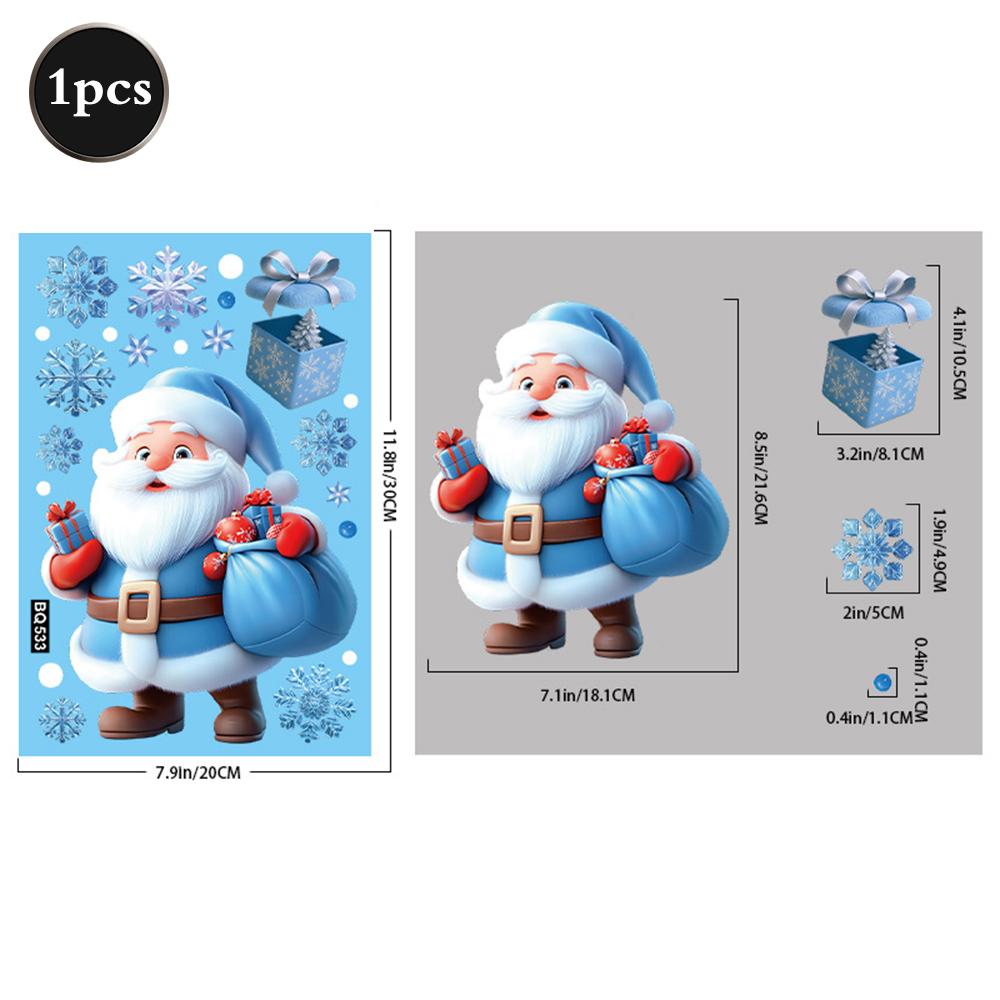 2026 Christmas Window Stickers Santa Claus Reindeer Snowmen PVC Static Glass Stickers No Glue Reusable Christmas Home Decoration