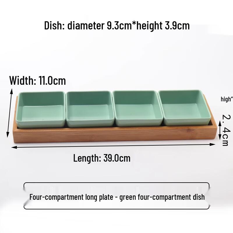 Japanese Style 4-Compartment Melamine Serving Set with Bamboo Tray