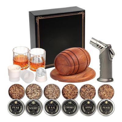 Zestaw do Koktajli Whiskey, z, – Zawiera 6 Różnych Smaków Wiórków Drewnianych, 2 Szklanki i 2 Formy do Kul Lodowych, Co Czyni Go Doskonałym Prezentem Whiskey dla Mężczyzn