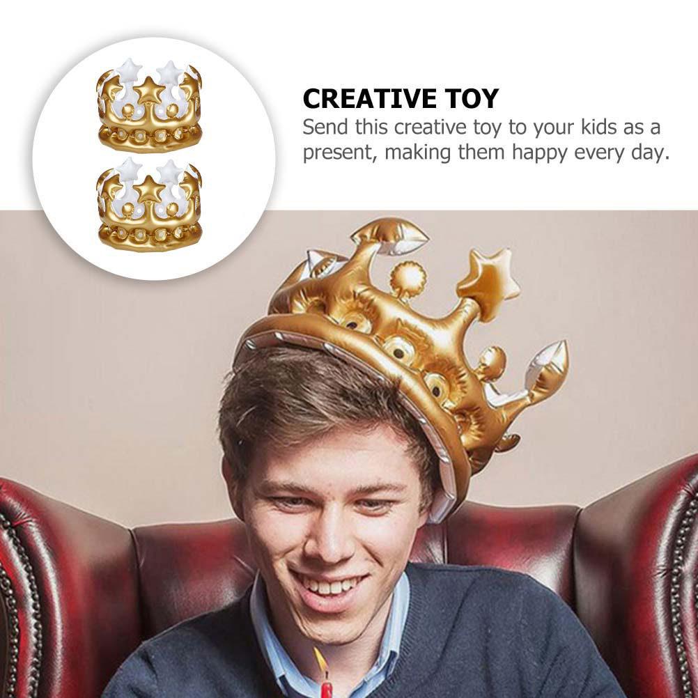 6Pcs Inflatable Crown Birthday Party Crown Photo Prop Cosplay Fancy Dress Accessory Festival Decorative Hat Multipurpose
