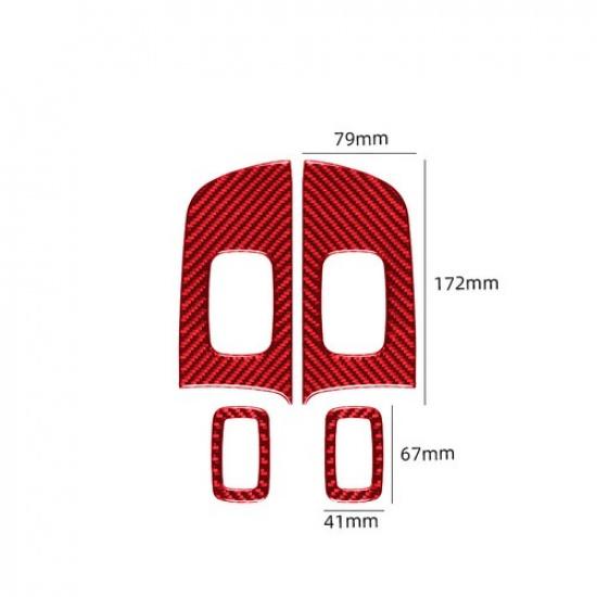 4x Red Carbon Fiber Inner Rear Door Window Switch Frame Cover For Charger 15-22