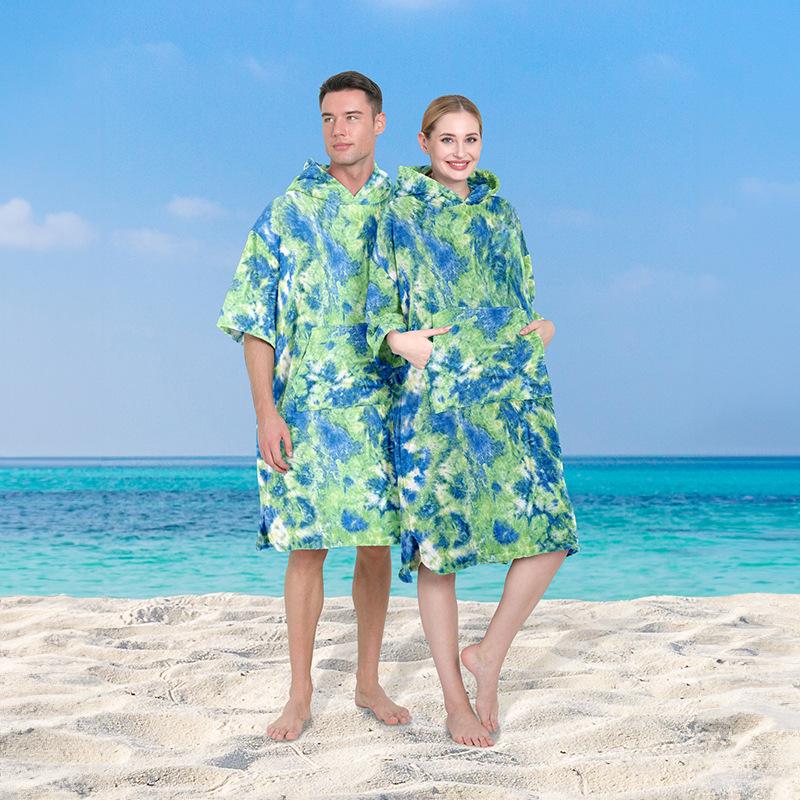 Schnelltrocknendes Batik-Kapuzenbadetuch & Bademantel zum Surfen, Schwimmen & für den Strand