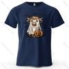 Pumpkin Ghost Cow Cartoon Printed Unisexs and Womens Fashion Trend Short Sleeve Summer New Soft Skin Friendly Casual Tshirt