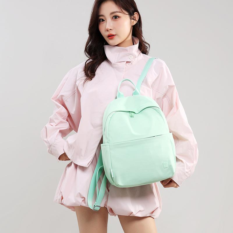 Solid Color Backpack Women's Large Capacity Nylon Bag Student Schoolbag