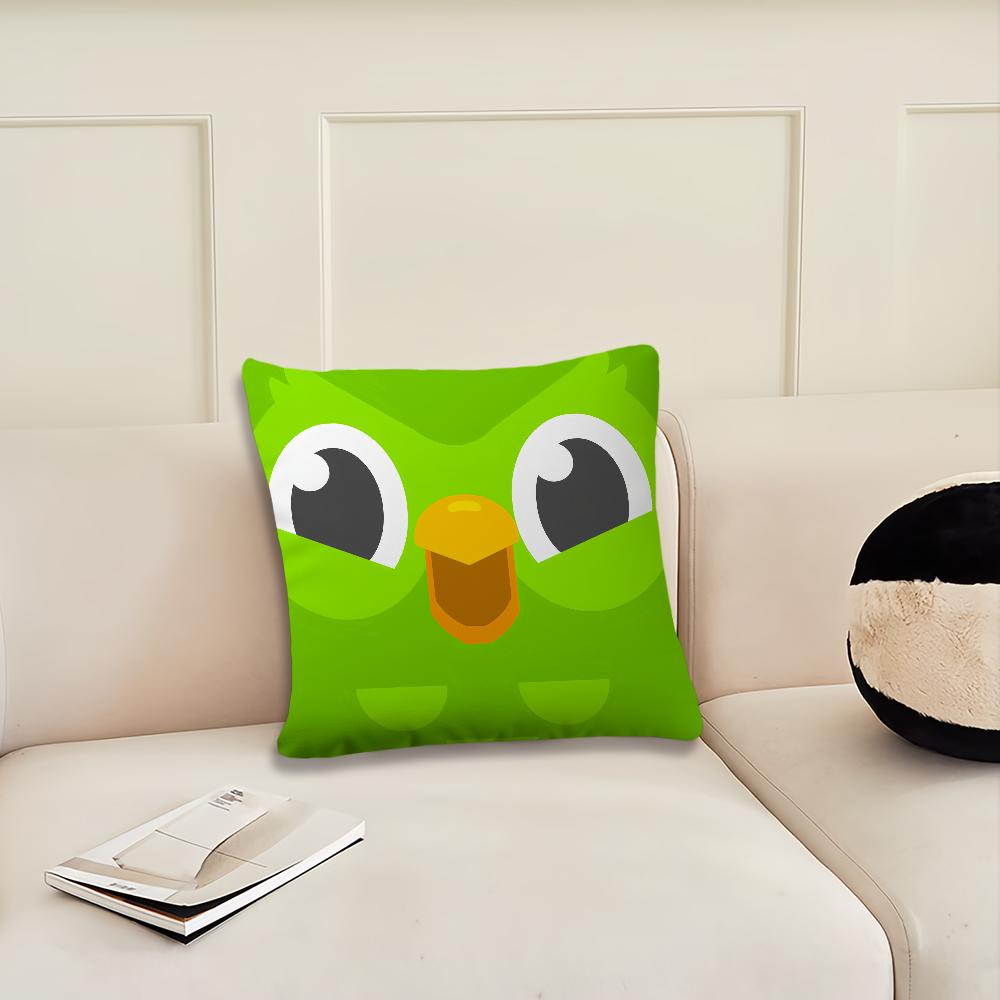 Cute Cartoon DDuolingo Bird cushion cover Living Room Headboard Office Cushion Bedroom Cushion Sofa Nap Time Pillow Case