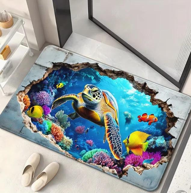 Turtle Pond Koi Ground Mat Made of Anti Slip and Absorbent and Turtle Suitable for Bathroom Bedroom Living Room Home Decoration
