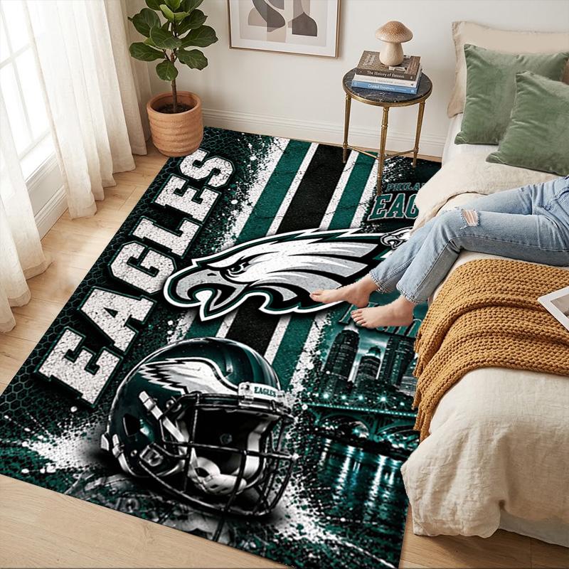 Custom Eagles Helmet Area Rug Living Room Nonslip Soft Carpet For Bedroom Game Playroom Sofa Office Home Decor Doormat Christmas Gift C10350