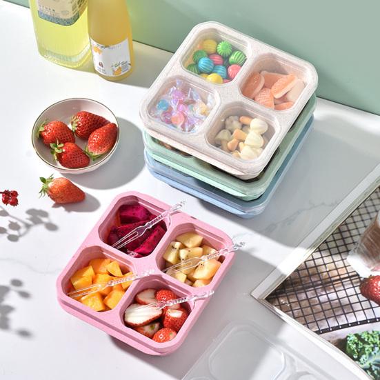 

4 шт. ланч-боксы для бенто с 4 отделениями, пищевые термостойкие разделенные коробки для закусок, контейнеры для приготовления еды, контейнеры для обеда, кухонные принадлежности