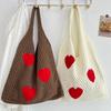 Borsa a Spalla Lavorata a Maglia con Motivo a Cuore Ins Style Borsa da Shopping da Donna Borsa all'Uncinetto Picnic