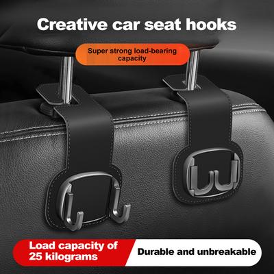 Foldable Car Headrest Hooks Soft Leather Hanger for Bags Seat Back Organizer Holder Clips Auto Hooks Interior Storage Kit