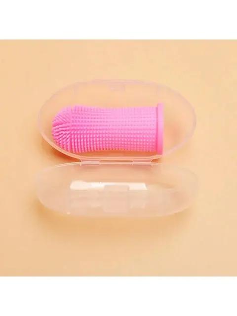 

Pet Pet Finger Toothbrush Cleaning Products For Cats And Dogsoral Cleaning Toothbrushessilicone Bristles рожевий