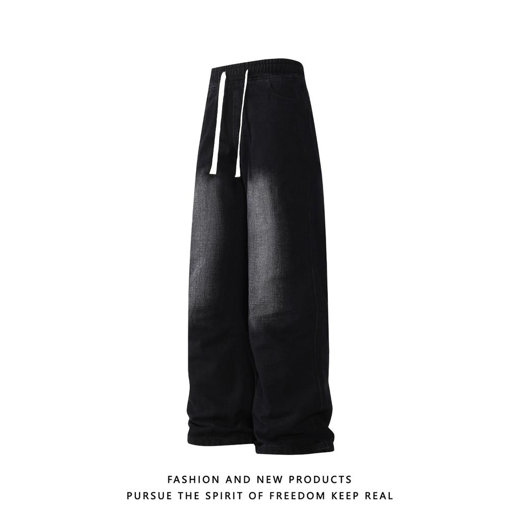 Micro-boot Jeans for Men 2025 New Autumn Retro Washed Pants Hong Kong Style Loose Straight Workwear Casual Pants