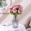 Faux Peony Bouquet 13 Heads Flowers Bud Vintage Artificial Peony 47cm Silk Flowers for Wedding Home Decoration,1pc