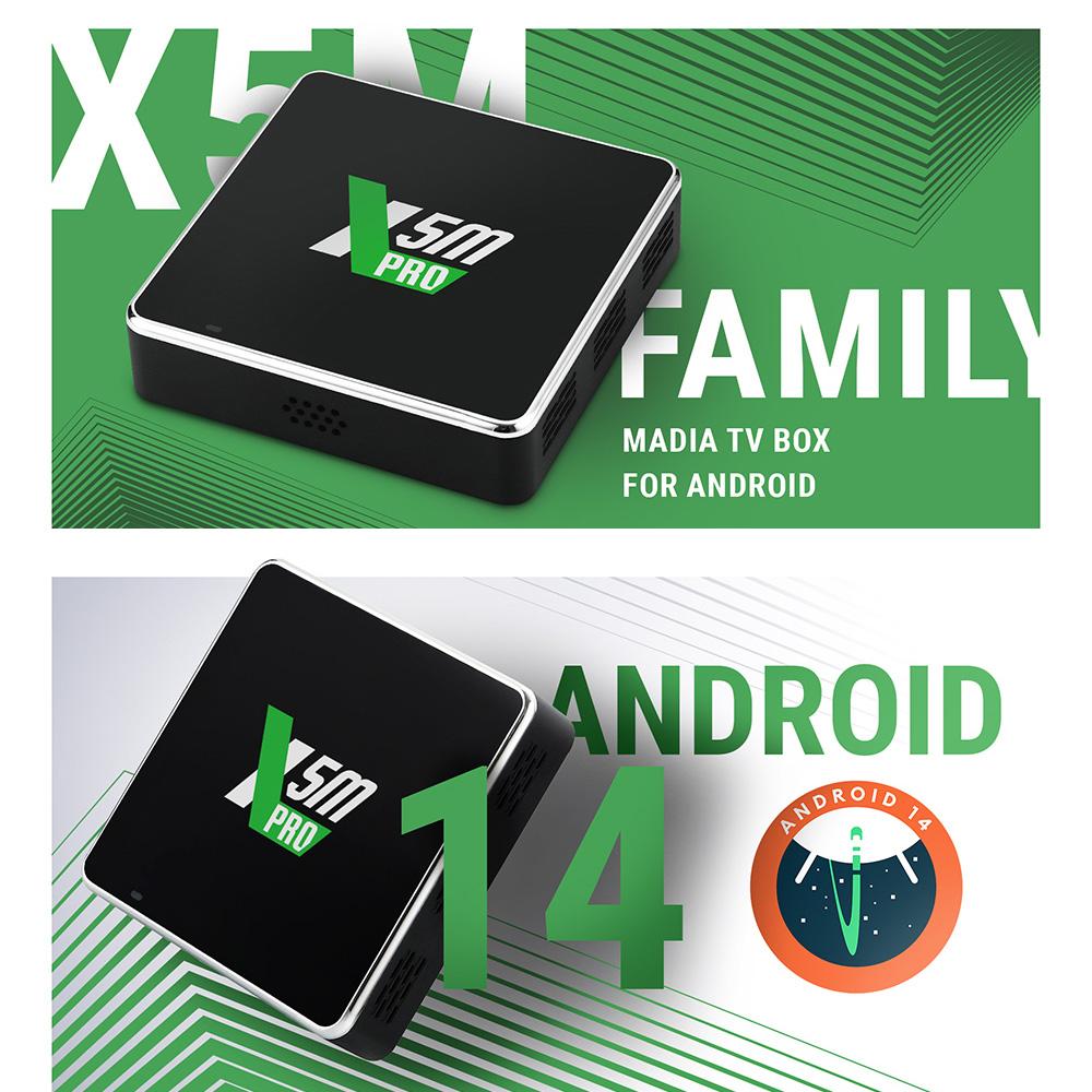 UGOOS X5M PRO TV BOX Android 14 Amlogic S905X5M Unterstützt AI-SR AV1 Set-Top-Box