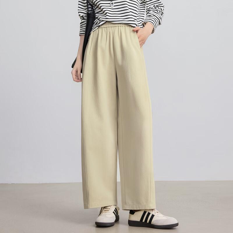 Sllsky Women s Tencel Cotton Wide-Leg Crop Pants S
