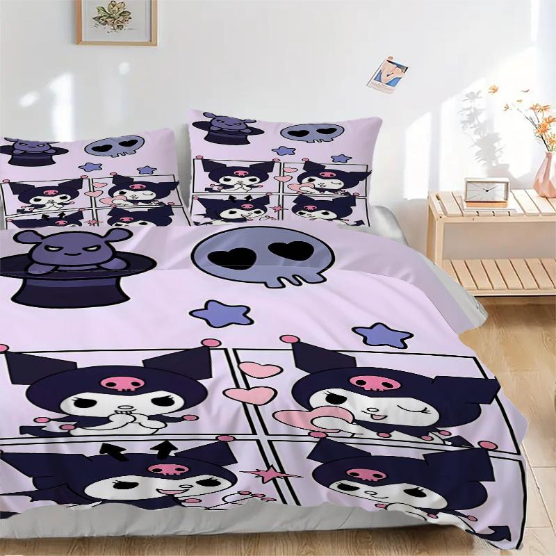 

3pcs Magical Adventures Sanrio Printed Duvet Cover Set (1 * Cover+2 * Pillowcase, Without Core), Suitable for Home Bedroom, Guest Room, Dormitory 135x200cm