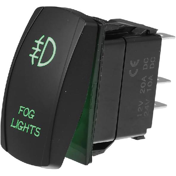 Motoforti Universal Fog Lights, 5 Pin Toggle Rocker SPST Switch Laser ON/OFF Button, 20A/12V 10A/24V, Waterproof for Car, Plastic, White LED Lighted