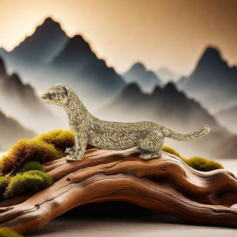 Alloy Fox Figurine Vintage Golden Finish Handcrafted Detailed Carving Mini Decor Statue for Bedroom Desktop Home Decoration